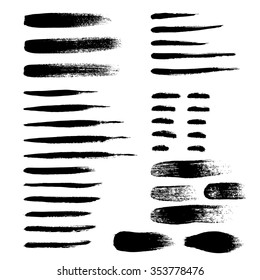 Brush strokes set hand drawn scribble abstract vector illustration. Border design template.