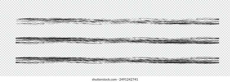 Brush strokes set isolated on white background. Black paint brush. Grunge texture stroke line. Art ink design. Border for artistic shape, paintbrush element. Brushstroke graphic. Vector illustration