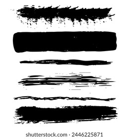 Brush strokes. Set of vector brushes. Rectangular text fields. Rough drawn elements.