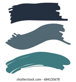 Brush Strokes in Shades of Blue. Web Design Elements in Grunge Style. Vector Illustration