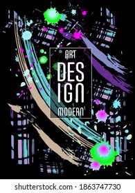 Сovers with brush strokes and splashes for books, magazines, catalogs. Universal abstract layouts.