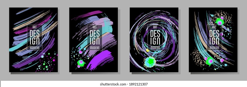 С con pinceladas y salpicaduras para libros, revistas, catálogos. Diseños abstractos universales.