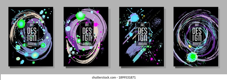 С con pinceladas y salpicaduras para libros, revistas, catálogos. Diseños abstractos universales.