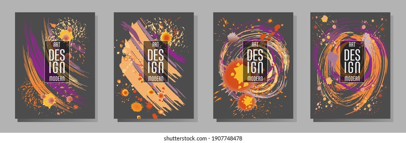 С con pinceladas y salpicaduras para libros, revistas, catálogos. Diseños abstractos universales.