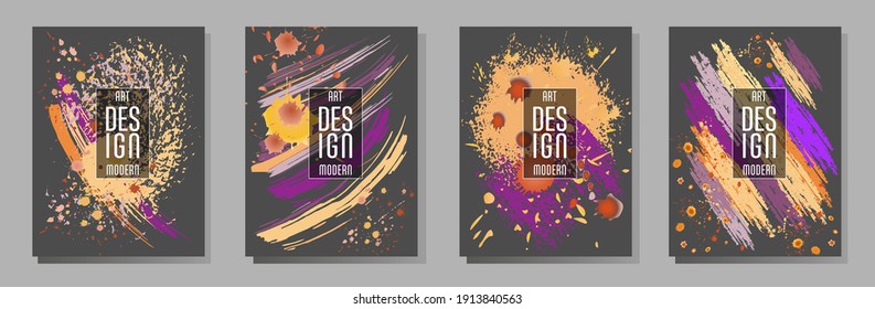 С con pinceladas y salpicaduras para libros, revistas, catálogos. Diseños abstractos universales.
