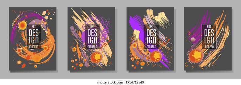 С con pinceladas y salpicaduras para libros, revistas, catálogos. Diseños abstractos universales.