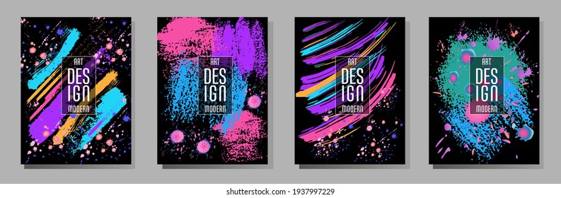 С con pinceladas y salpicaduras para libros, revistas, catálogos. Diseños abstractos universales.
