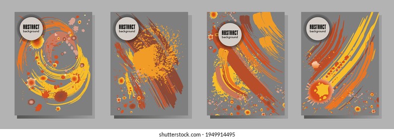 Сovers with brush strokes and splashes for books, magazines, catalogs. Universal abstract layouts.
