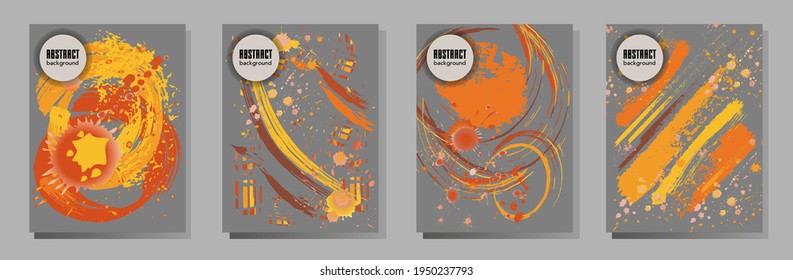 Сovers with brush strokes and splashes for books, magazines, catalogs. Universal abstract layouts.
