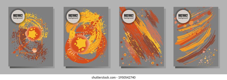 Сovers with brush strokes and splashes for books, magazines, catalogs. Universal abstract layouts.
