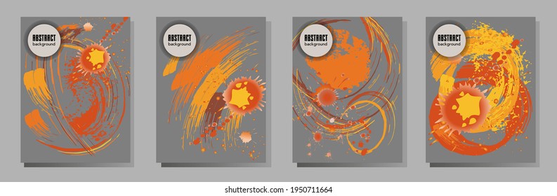 Сovers with brush strokes and splashes for books, magazines, catalogs. Universal abstract layouts.
