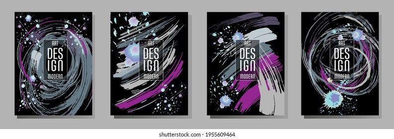 С con pinceladas y salpicaduras para libros, revistas, catálogos. Diseños abstractos universales.