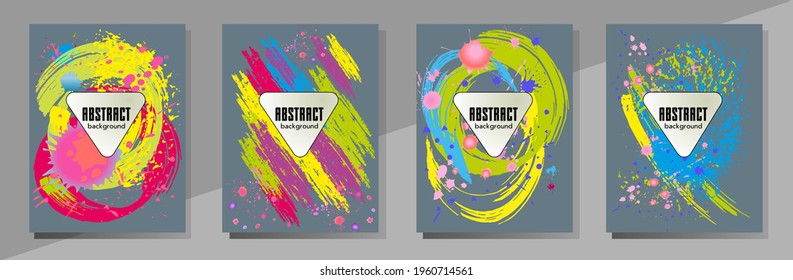 Сovers with brush strokes and splashes for books, magazines, catalogs. Universal abstract layouts.
