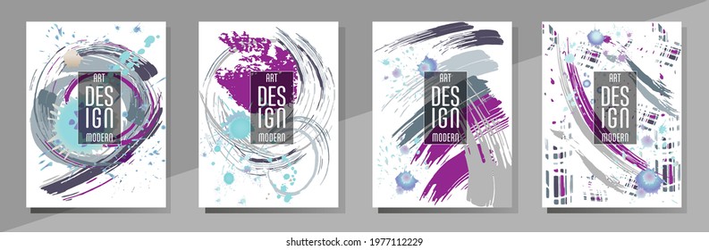 Сovers with brush strokes and splashes for books, magazines, catalogs. Universal abstract layouts.