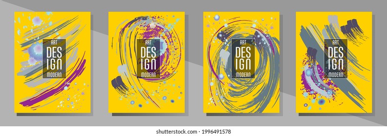 С con pinceladas y salpicaduras para libros, revistas, catálogos. Diseños abstractos universales.