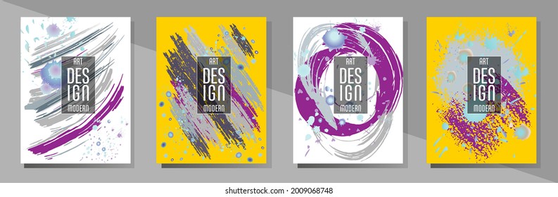 С con pinceladas y salpicaduras para libros, revistas, catálogos. Diseños abstractos universales.