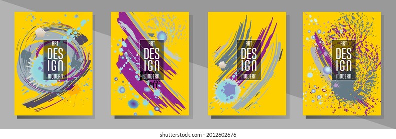 С con pinceladas y salpicaduras para libros, revistas, catálogos. Diseños abstractos universales.