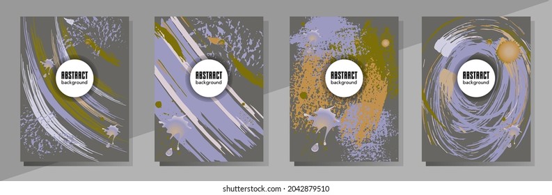 Сovers with brush strokes and splashes for books, magazines, catalogs. Universal abstract layouts.
