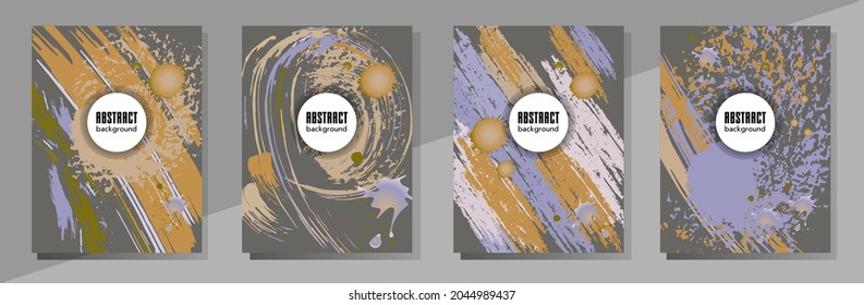 Сovers with brush strokes and splashes for books, magazines, catalogs. Universal abstract layouts.