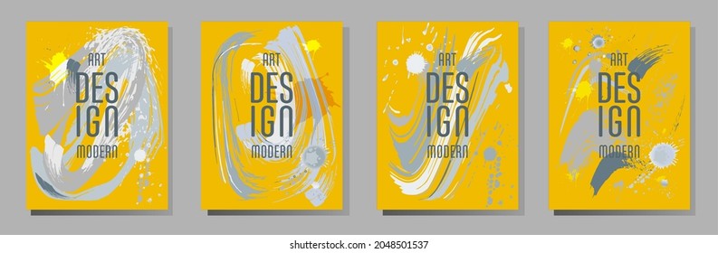 С con pinceladas y salpicaduras para libros, revistas, catálogos. Diseños abstractos universales.