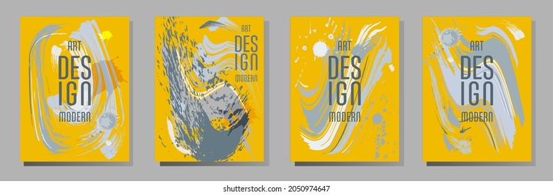 Сovers with brush strokes and splashes for books, magazines, catalogs. Universal abstract layouts.