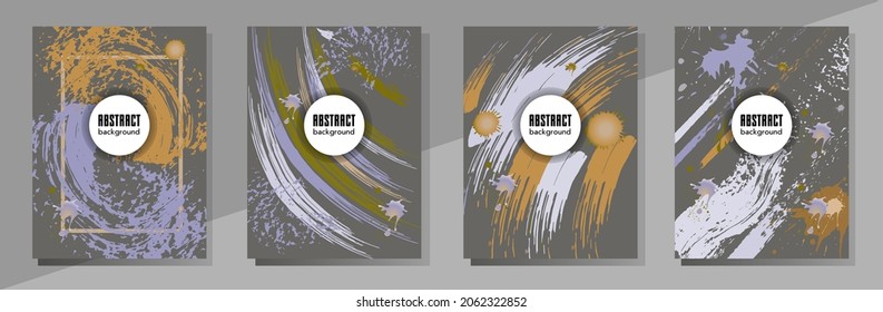 Сovers with brush strokes and splashes for books, magazines, catalogs. Universal abstract layouts.