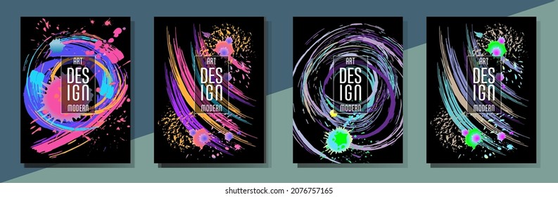 С con pinceladas y salpicaduras para libros, revistas, catálogos. Diseños abstractos universales.