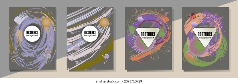 С con pinceladas y salpicaduras para libros, revistas, catálogos. Diseños abstractos universales.