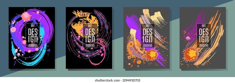 С con pinceladas y salpicaduras para libros, revistas, catálogos. Diseños abstractos universales.