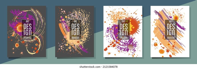 Сovers with brush strokes and splashes for books, magazines, catalogs. Universal abstract layouts.

