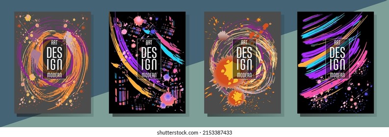 С con pinceladas y salpicaduras para libros, revistas, catálogos. Diseños abstractos universales.