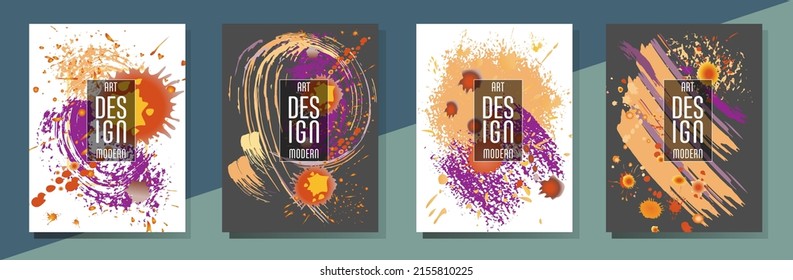 С con pinceladas y salpicaduras para libros, revistas, catálogos. Diseños abstractos universales.
