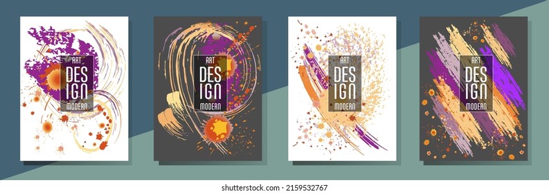 Сovers with brush strokes and splashes for books, magazines, catalogs. Universal abstract layouts.
