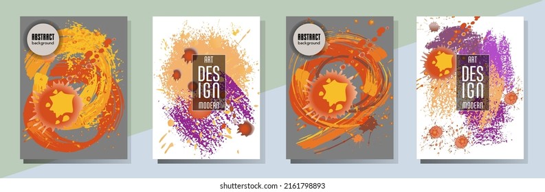 Сovers with brush strokes and splashes for books, magazines, catalogs. Universal abstract layouts.
