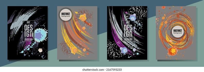 С con pinceladas y salpicaduras para libros, revistas, catálogos. Diseños abstractos universales.
