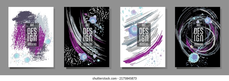 Сovers with brush strokes and splashes for books, magazines, catalogs. Universal abstract layouts.
