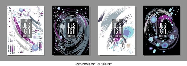 С con pinceladas y salpicaduras para libros, revistas, catálogos. Diseños abstractos universales.
