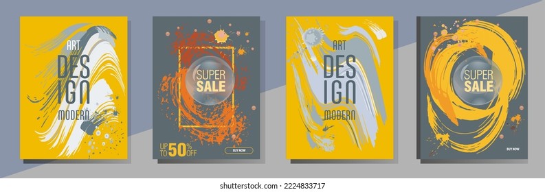 С con pinceladas y salpicaduras para libros, revistas, catálogos. Diseños abstractos universales.

