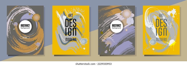 Сovers with brush strokes and splashes for books, magazines, catalogs. Universal abstract layouts