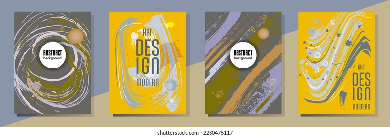 Сovers with brush strokes and splashes for books, magazines, catalogs. Universal abstract layouts