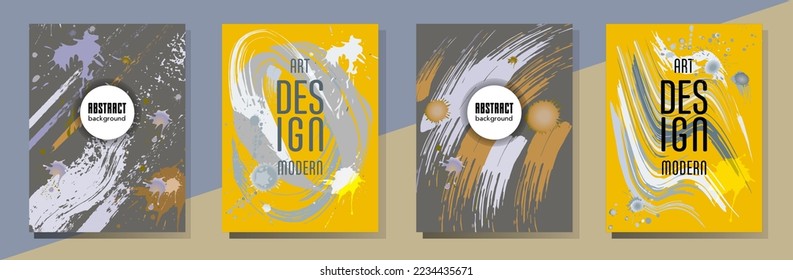 Сovers with brush strokes and splashes for books, magazines, catalogs. Universal abstract layouts.

