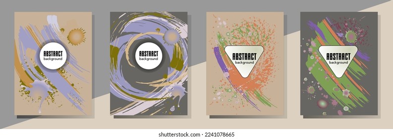 С con pinceladas y salpicaduras para libros, revistas, catálogos. Diseños abstractos universales.
