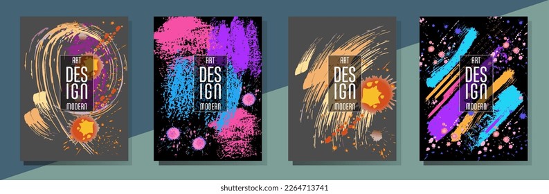 С con pinceladas y salpicaduras para libros, revistas, catálogos. Diseños abstractos universales.

