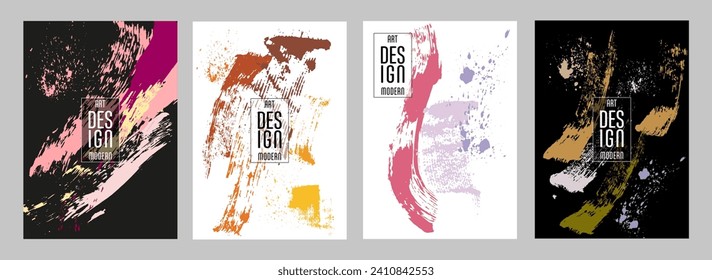 С mit Pinselstrichen und Peitschen für Bücher, Zeitschriften, Kataloge. Allgemeine abstrakte Layouts.
