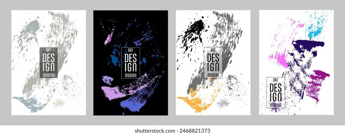 Сovers with brush strokes and splashes for books, magazines, catalogs. Universal abstract layouts.
