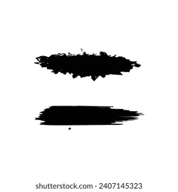 Pulsaciones de pincel y salpicaduras. Pintura negra vectorial, trazo de pincel de tinta, pincel, línea o textura. Elemento de diseño artístico sucio, caja. Ropa de pintura dibujada a mano gruesa