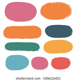 brush strokes spring set backgrounds. Paint lines grunge collection. Set of summer grungy hand painted brush strokes isolated on white. Abstract ink texture, design elements. Vector