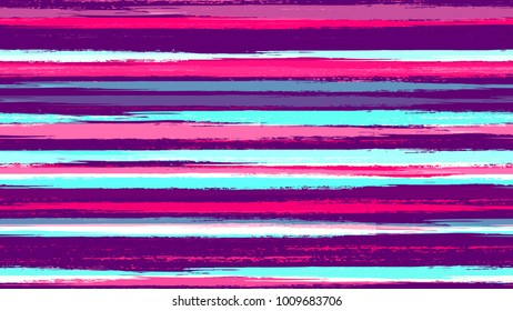 Brush Strokes and Stripes with Watercolor Grunge Effect. Paintbrush Lines Seamless Pattern. Holiday, Summer Watercolor Texture. Advertising, Cover Print Design Pattern.