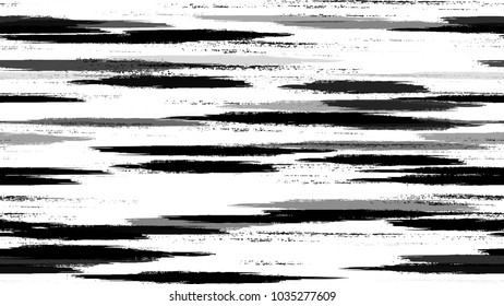 Brush Strokes and Stripes with Watercolor Grunge Effect. Hand Painted Fashion Seamless Pattern. Ink Painted Watercolor Texture. Advertising, Cover Print Design Background.