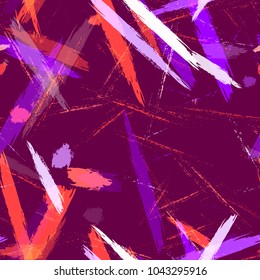 Brush Strokes and Stripes with Watercolor Grunge Effect. Paintbrush Lines Seamless Pattern. Painted Watercolor Style Texture. Fabric, Fashion Print Design Pattern.